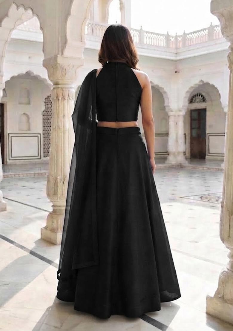 Black Handwork Lehenga Set - Indya