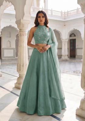 Aqua Green Handwork Lehenga Set