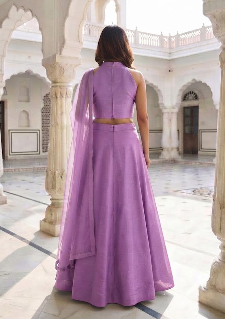 Lavender Handwork Lehenga Set - Indya