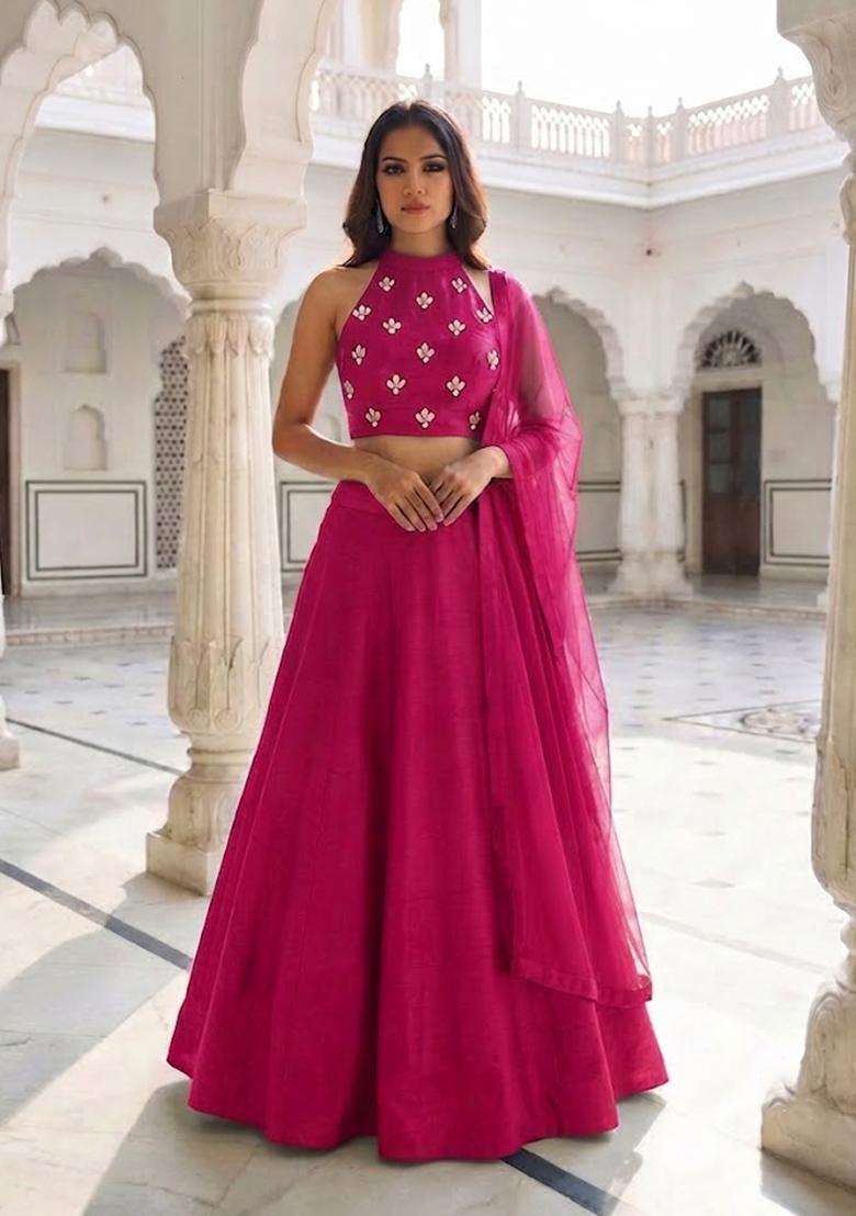Rani Pink Handwork Lehenga Set - Indya