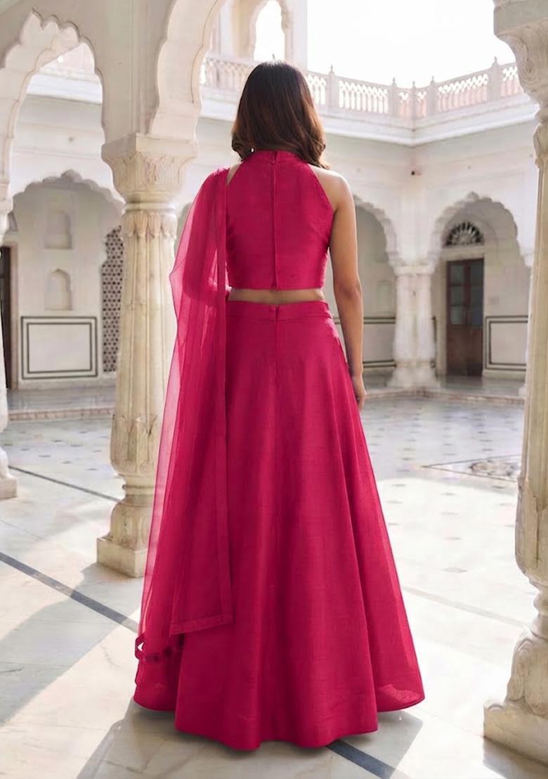 Rani Pink Handwork Lehenga Set - Indya