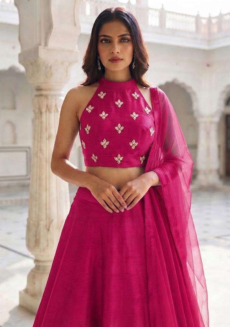 Rani Pink Handwork Lehenga Set - Indya