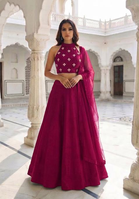 Magenta Handwork Lehenga Set