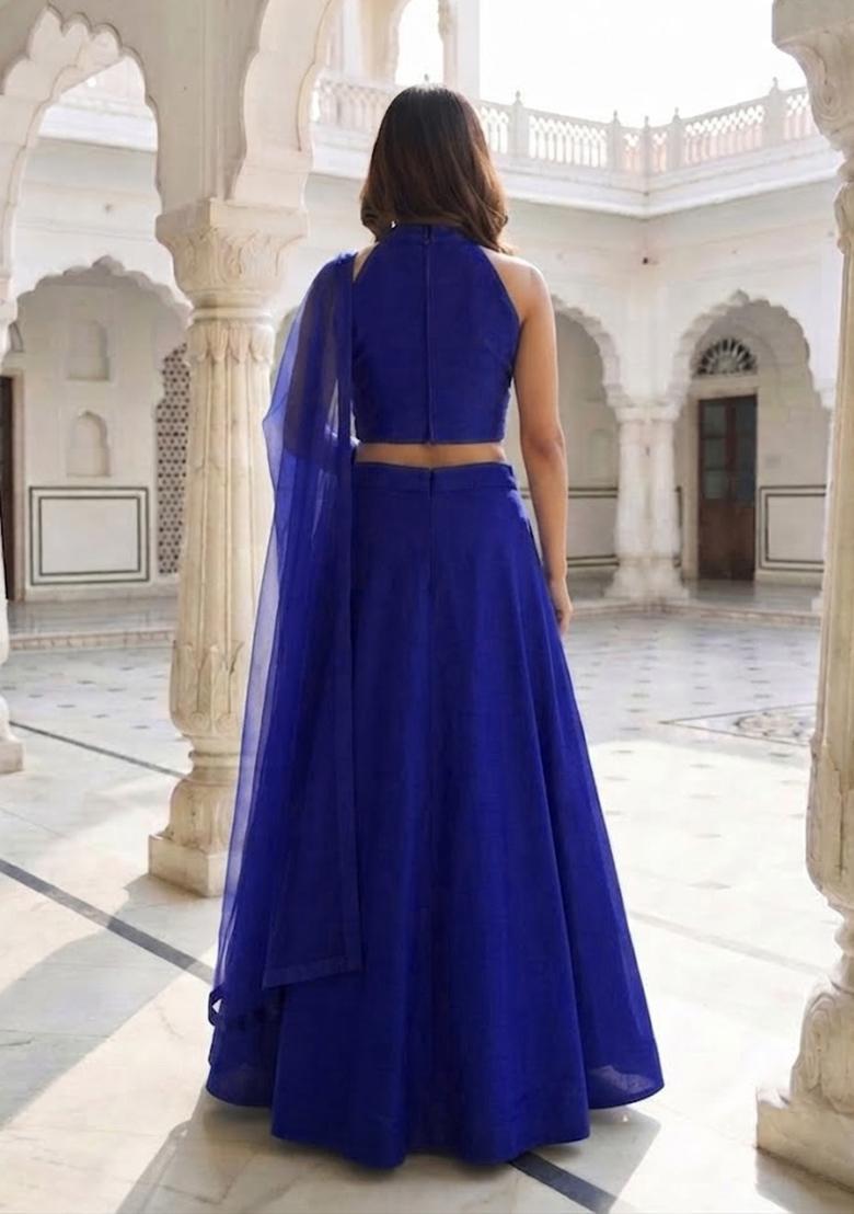 Royal Blue Handwork Lehenga Set - Indya
