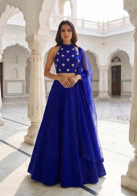 Royal Blue Handwork Lehenga Set
