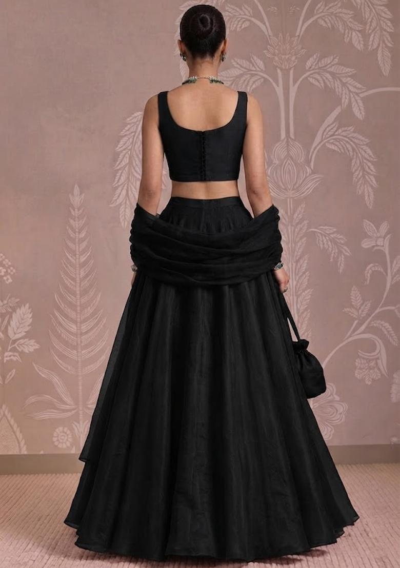 Black Handwork Lehenga Set - Indya