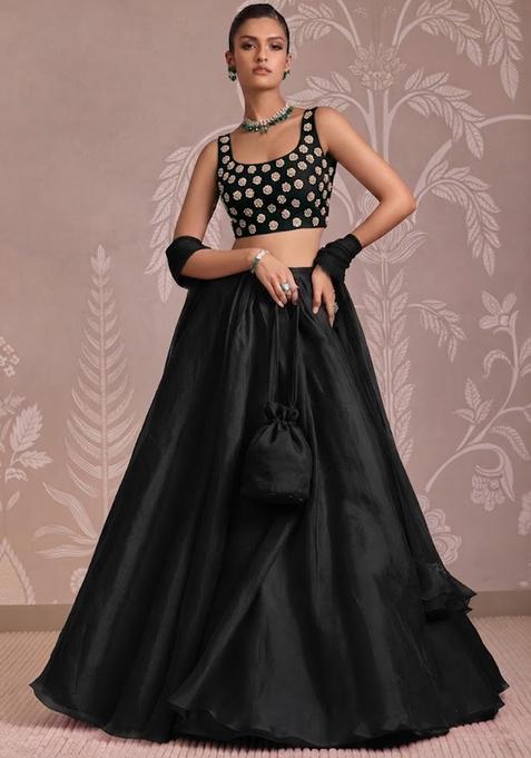 Black Handwork Lehenga Set