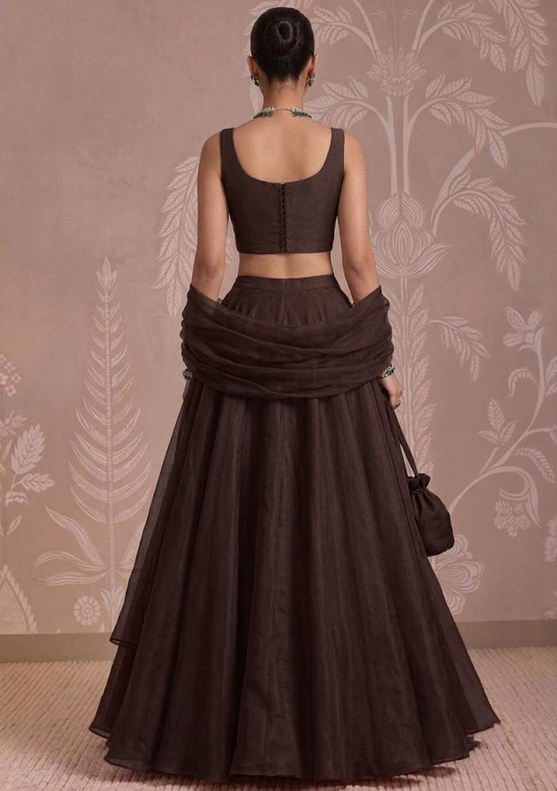 Brown Handwork Lehenga Set - Indya