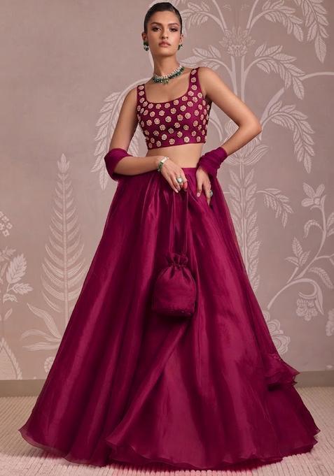 Magenta Handwork Lehenga Set