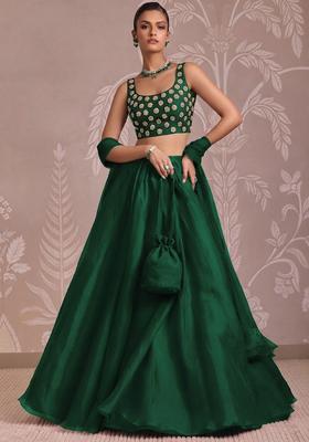 Dark Green Handwork Lehenga Set