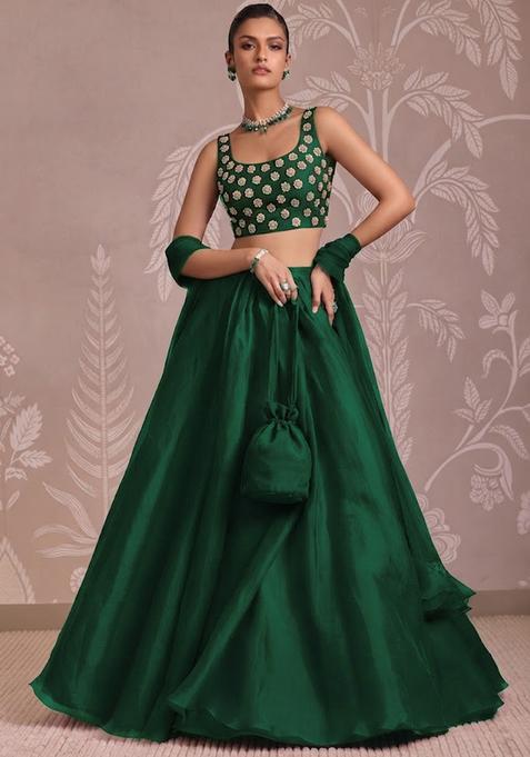 Dark Green Handwork Lehenga Set