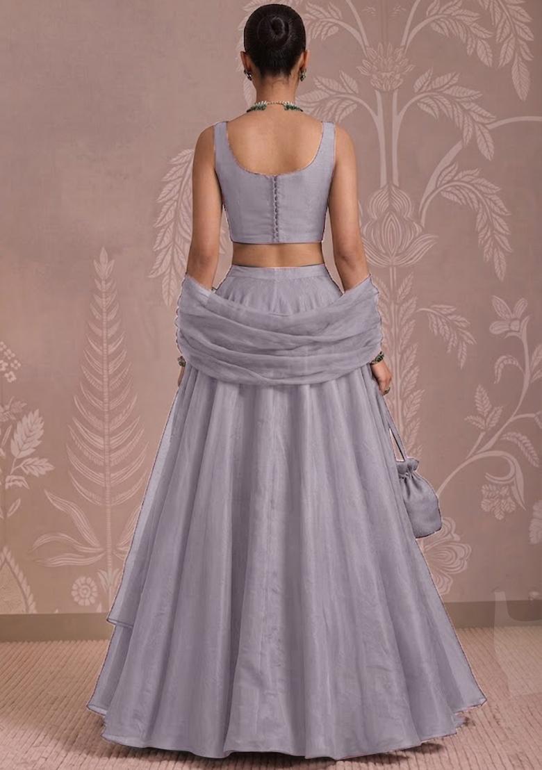 Silver Handwork Lehenga Set - Indya