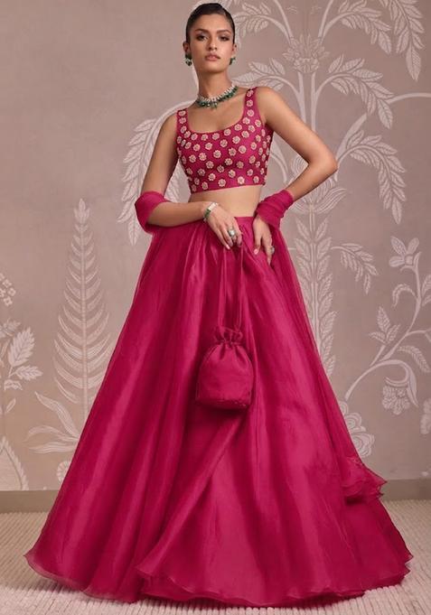 Rani Pink Handwork Lehenga Set