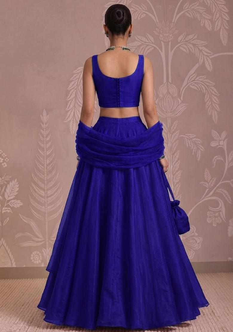 Royal Blue Handwork Lehenga Set - Indya