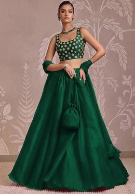 Dark Green Handwork Lehenga Set
