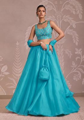Sky Blue Handwork Lehenga Set