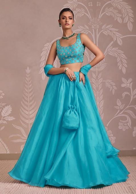 Sky Blue Handwork Lehenga Set