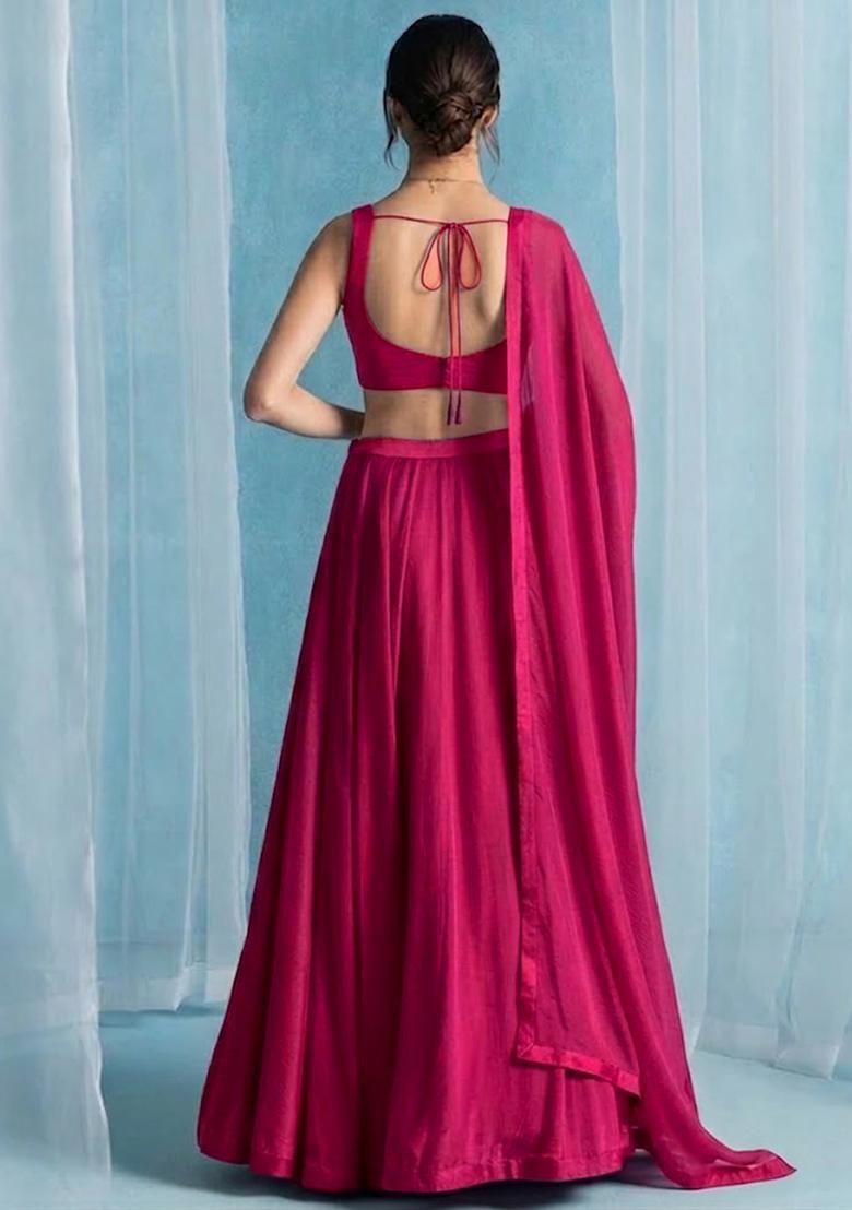 Rani Pink Handwork Lehenga Set - Indya