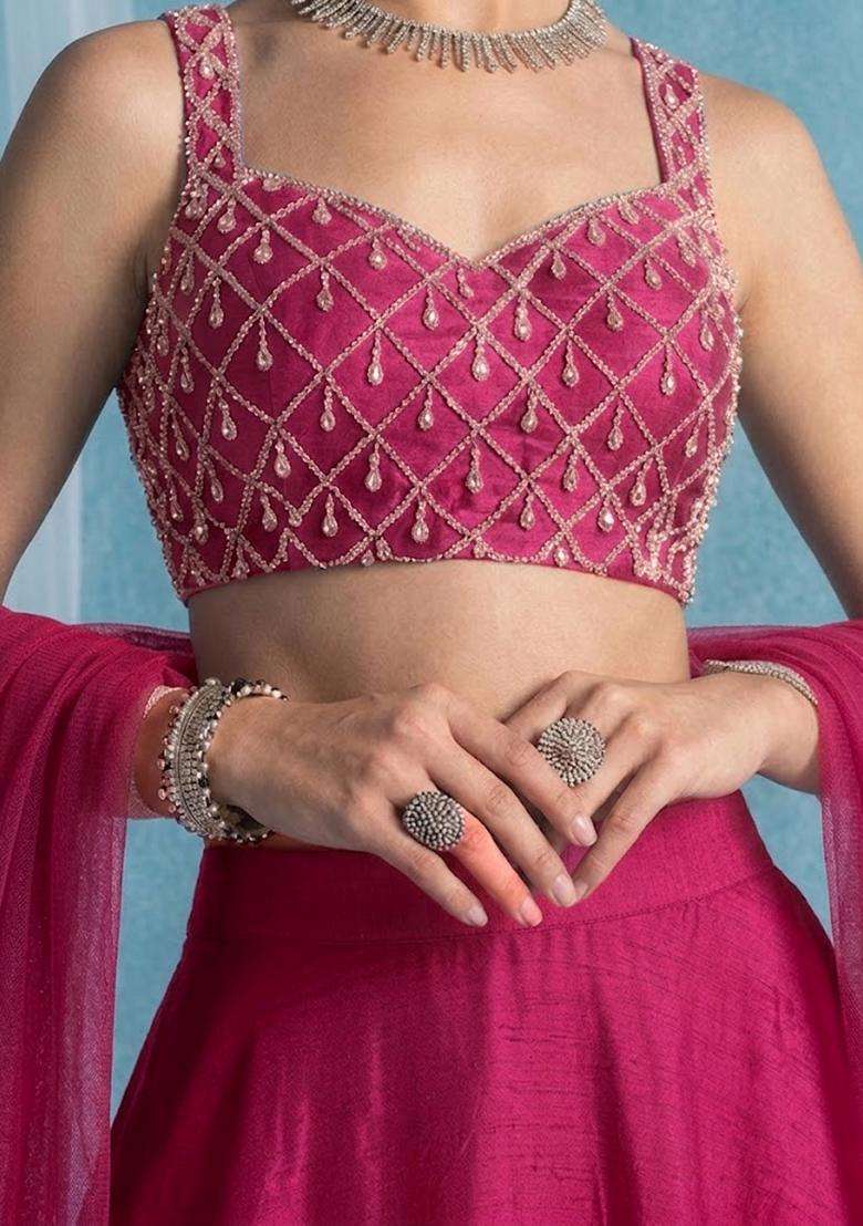 Rani Pink Handwork Lehenga Set - Indya