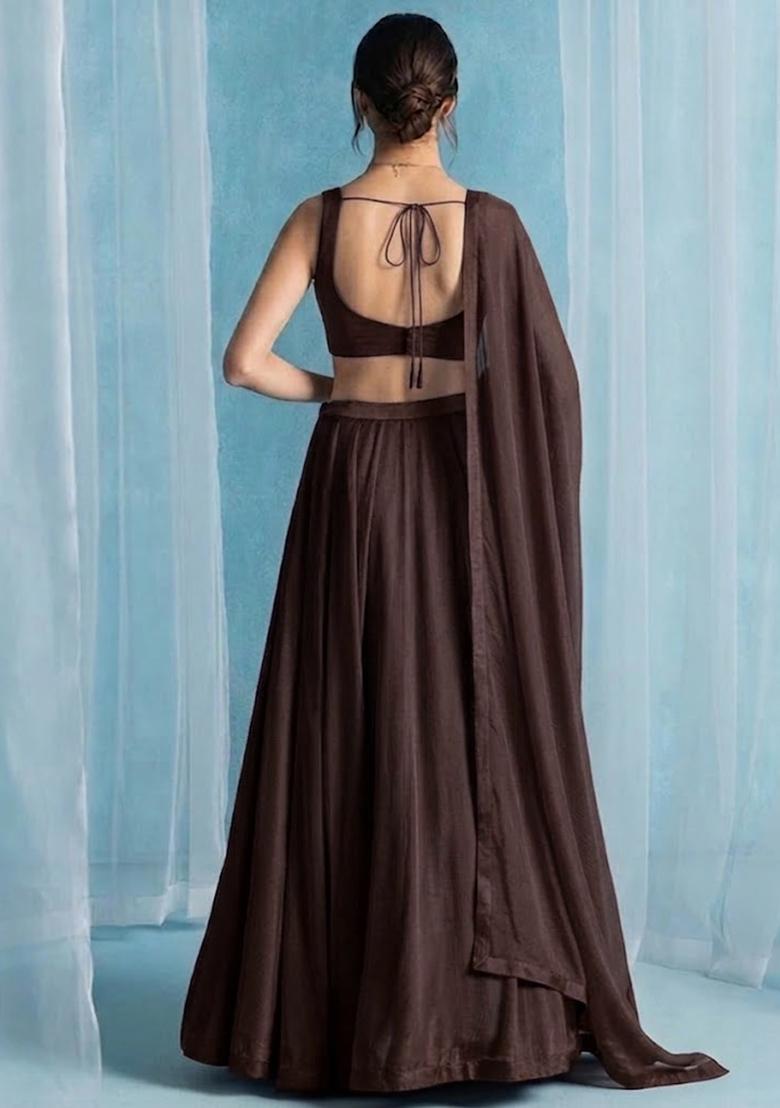 Brown Handwork Lehenga Set - Indya