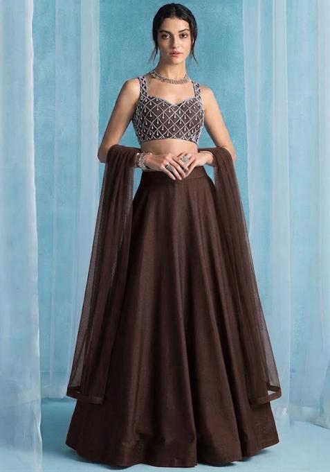 Brown Handwork Lehenga Set