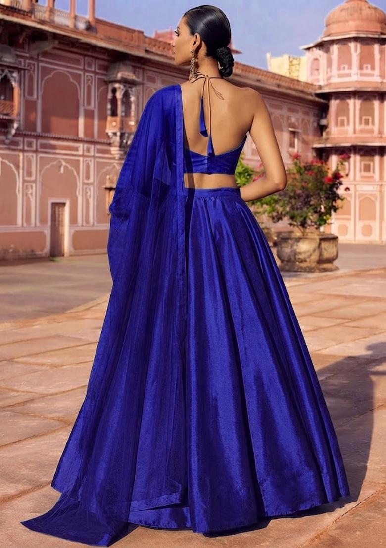 Royal Blue Handwork Lehenga Set - Indya