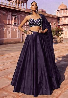 Dark Voilet Handwork Lehenga Set