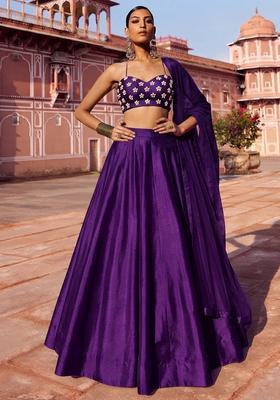 Voilet Handwork Lehenga Set