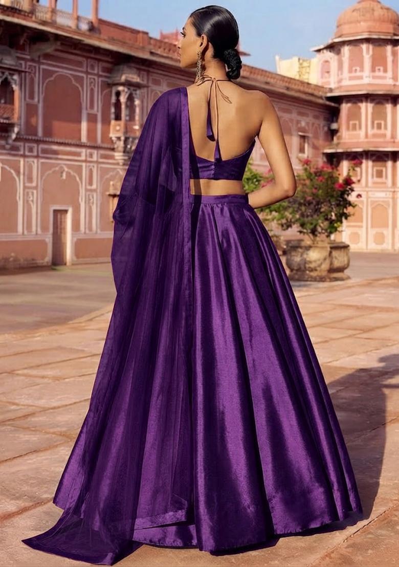 Voilet Handwork Lehenga Set - Indya