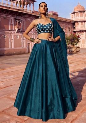 Teal Green Handwork Lehenga Set
