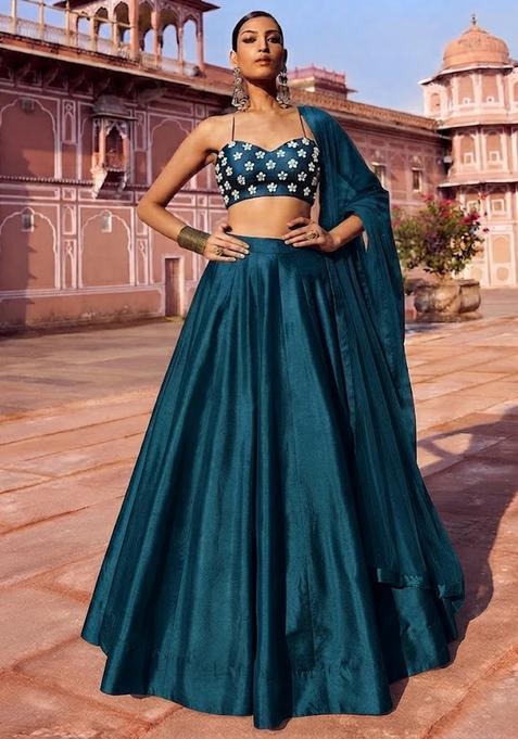 Teal Green Handwork Lehenga Set