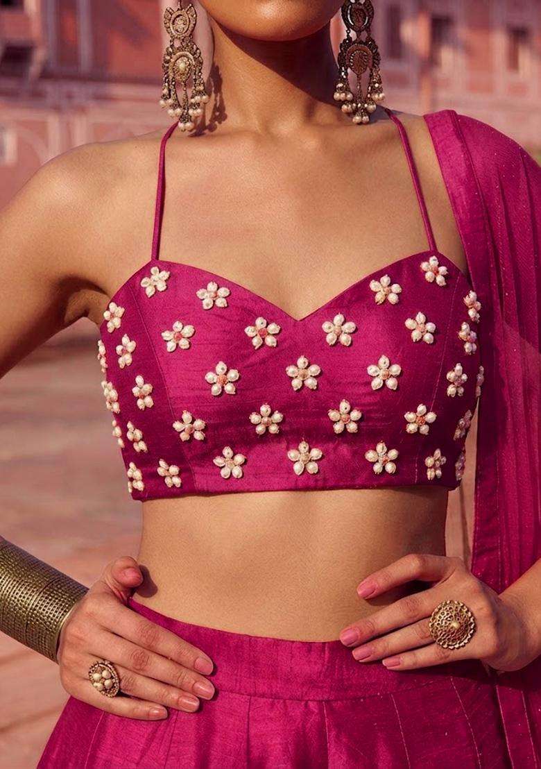 Rani Pink Handwork Lehenga Set - Indya