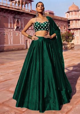 Dark Green Handwork Lehenga Set