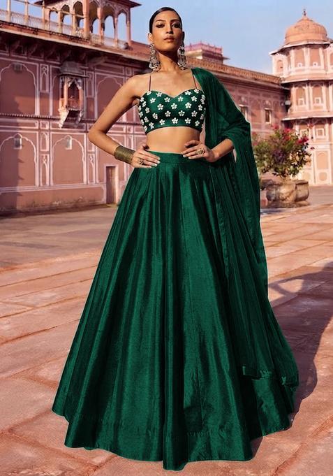 Dark Green Handwork Lehenga Set