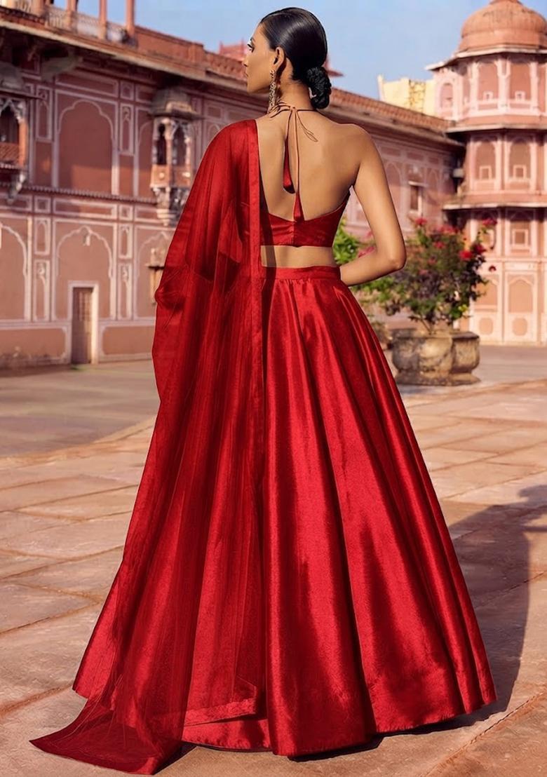 Magenta Handwork Lehenga Set - Indya