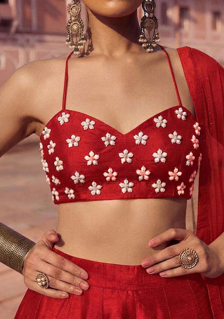 Magenta Handwork Lehenga Set - Indya
