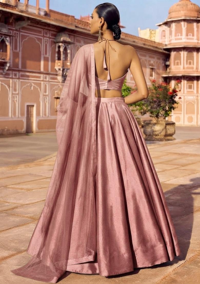 Blush Pink Handwork Lehenga Set - Indya