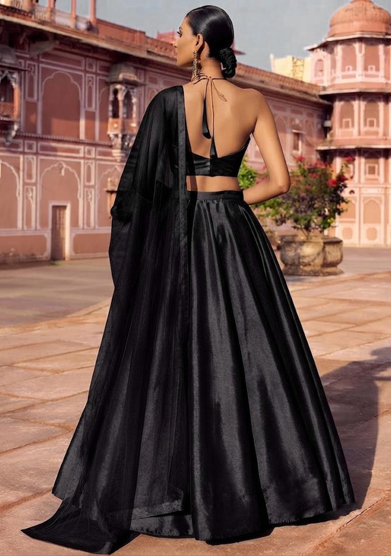 Black Handwork Lehenga Set - Indya