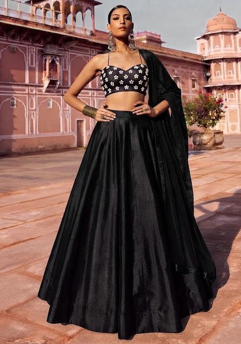 Black Handwork Lehenga Set
