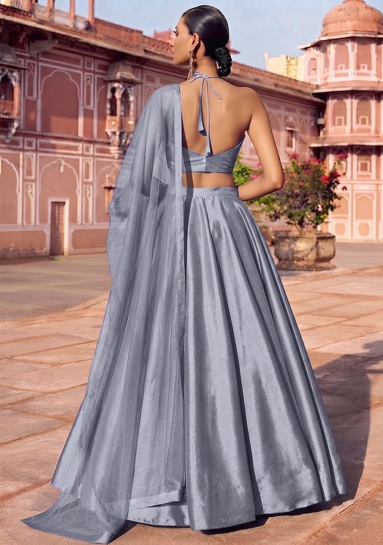 Silver Handwork Lehenga Set - Indya