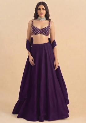 Voilet Handwork Lehenga Set