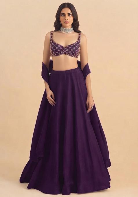 Voilet Handwork Lehenga Set
