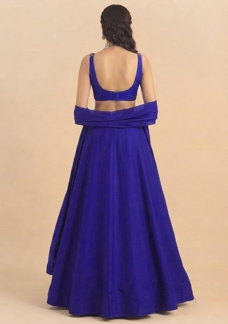 Royal Blue Handwork Lehenga Set - Indya