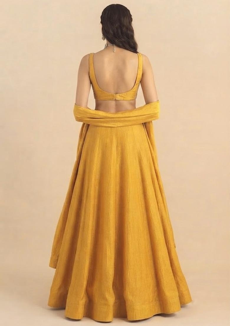 Yellow Handwork Lehenga Set - Indya