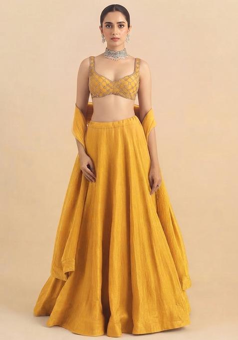 Yellow Handwork Lehenga Set