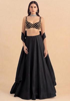 Black Handwork Lehenga Set