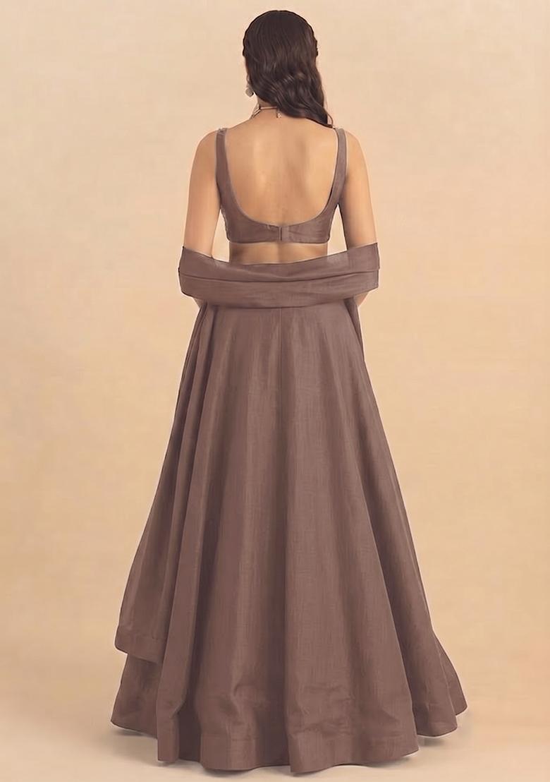 Dusty Mauve Handwork Lehenga Set - Indya