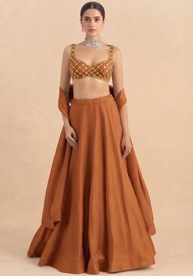 Dusty Orange Handwork Lehenga Set