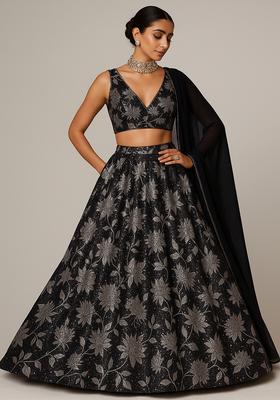 Black And White Printed cotton Lehenga Set