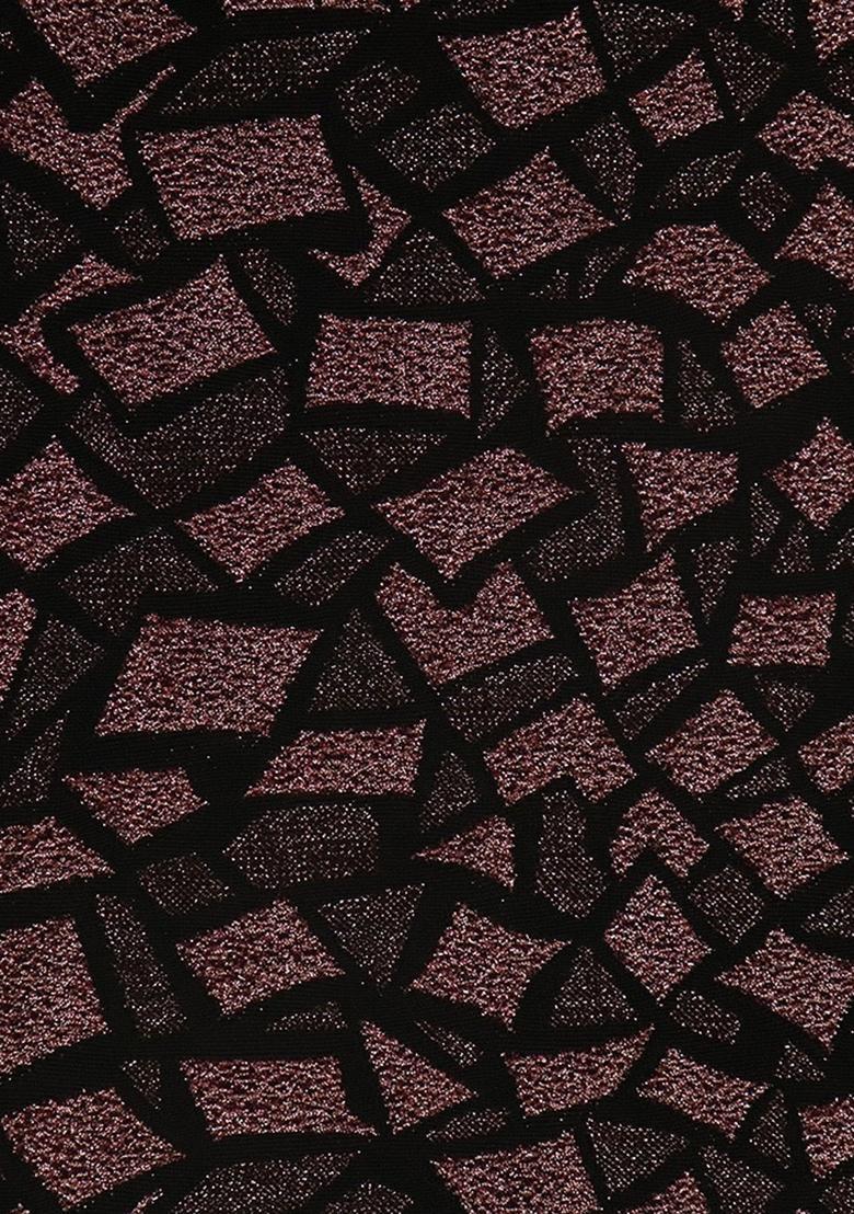 Black And Copper Jacquard Knit Lehenga Set - Indya